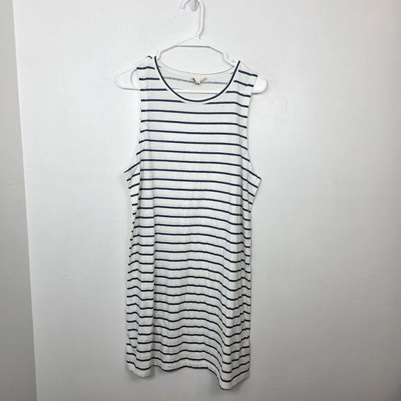 Roxy White Black Striped Casual Lightweight Simple Shift Mini Tank Dress Size M - Picture 2 of 7